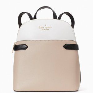 New Kate Spade Staci Saffiano Leather Dome Backpack Warm Beige Multi